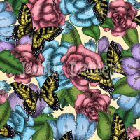 Illustration - Flowers And Butterflies - Photoshop